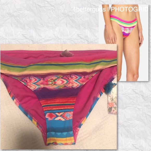 NEW Johnny Was Natalia Hipster Colorful Abstract Print Bikini Bottom Size LG 12 - Picture 6 of 16